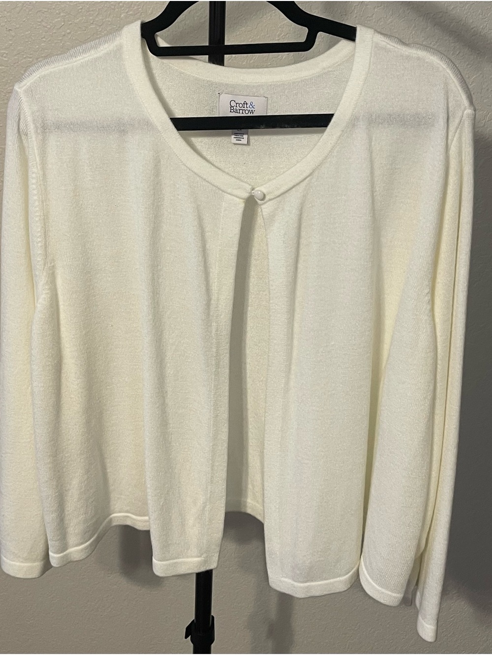 croft & barrow Ivory Single-Button Knit Cardigan